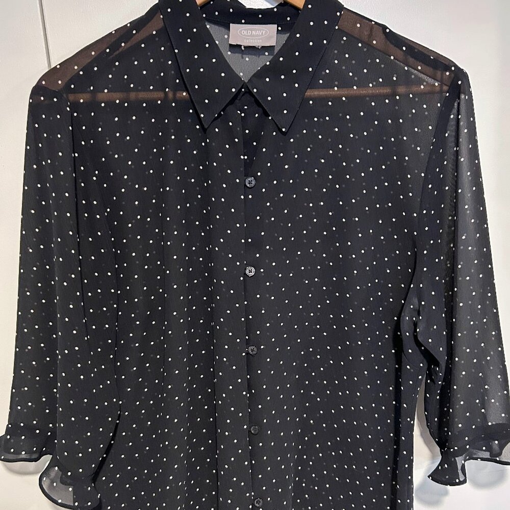 Y2K Old Navy Collection 3/4 Sleeve Polka Dot Blouse